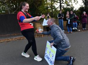 Celebrations as couple get engaged at Maidenhead Half Marathon