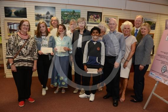 Maidenhead and Me presentation &ndash; Prime Minister Theresa May awarding the prizes and pix of people looking at the exhibition etc. Unit 26 Nicholsons Centre,Maidenhead                         