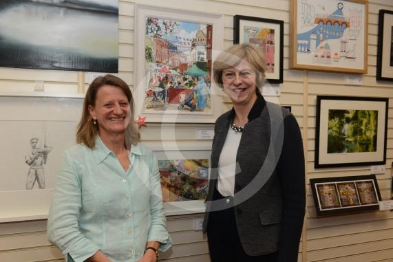 Sarah Luton 1st prize. Maidenhead and Me presentation &ndash; Prime Minister Theresa May awarding the prizes and pix of people looking at the exhibition etc. Unit 26 Nicholsons Centre,Maidenhead                         