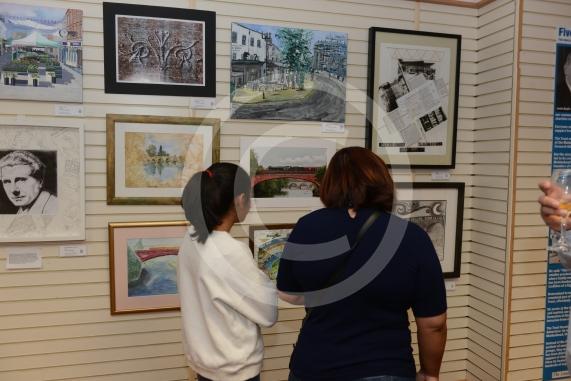 Maidenhead and Me presentation &ndash; Prime Minister Theresa May awarding the prizes and pix of people looking at the exhibition etc. Unit 26 Nicholsons Centre,Maidenhead                         