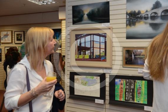 Maidenhead and Me presentation &ndash; Prime Minister Theresa May awarding the prizes and pix of people looking at the exhibition etc. Unit 26 Nicholsons Centre,Maidenhead                         