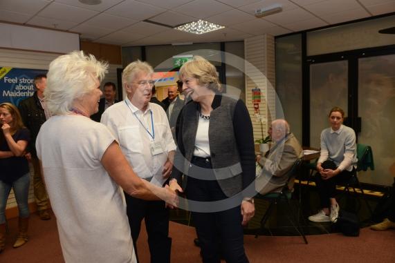 Maidenhead and Me presentation &ndash; Prime Minister Theresa May awarding the prizes and pix of people looking at the exhibition etc. Unit 26 Nicholsons Centre,Maidenhead                         