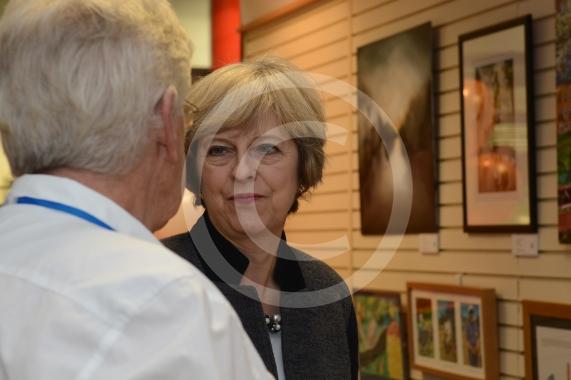 Maidenhead and Me presentation &ndash; Prime Minister Theresa May awarding the prizes and pix of people looking at the exhibition etc. Unit 26 Nicholsons Centre,Maidenhead                         
