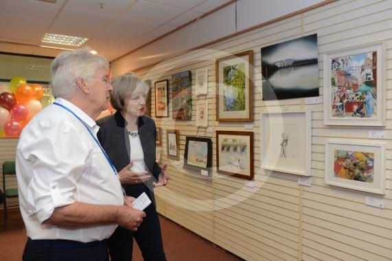 Maidenhead and Me presentation &ndash; Prime Minister Theresa May awarding the prizes and pix of people looking at the exhibition etc. Unit 26 Nicholsons Centre,Maidenhead                         