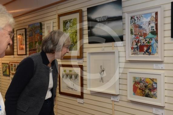 Maidenhead and Me presentation &ndash; Prime Minister Theresa May awarding the prizes and pix of people looking at the exhibition etc. Unit 26 Nicholsons Centre,Maidenhead                         