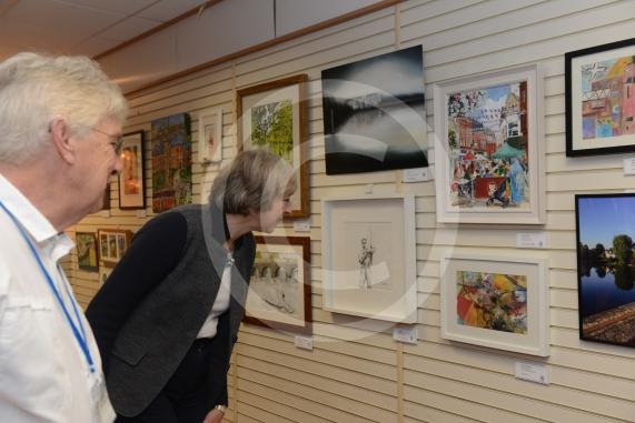 Maidenhead and Me presentation &ndash; Prime Minister Theresa May awarding the prizes and pix of people looking at the exhibition etc. Unit 26 Nicholsons Centre,Maidenhead                         