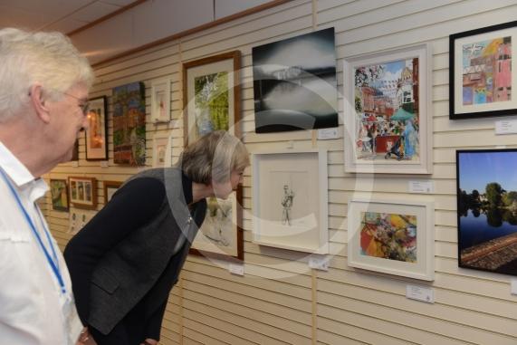 Maidenhead and Me presentation &ndash; Prime Minister Theresa May awarding the prizes and pix of people looking at the exhibition etc. Unit 26 Nicholsons Centre,Maidenhead                         