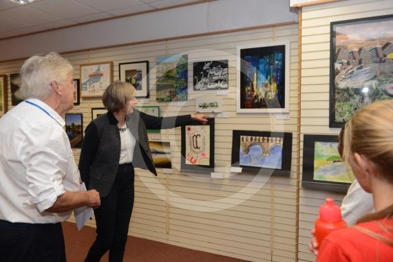 Maidenhead and Me presentation &ndash; Prime Minister Theresa May awarding the prizes and pix of people looking at the exhibition etc. Unit 26 Nicholsons Centre,Maidenhead                         