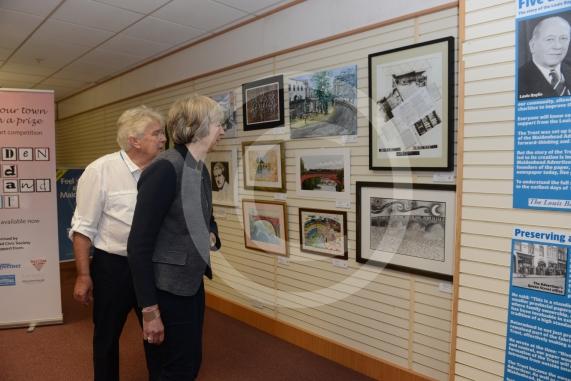 Maidenhead and Me presentation &ndash; Prime Minister Theresa May awarding the prizes and pix of people looking at the exhibition etc. Unit 26 Nicholsons Centre,Maidenhead                         