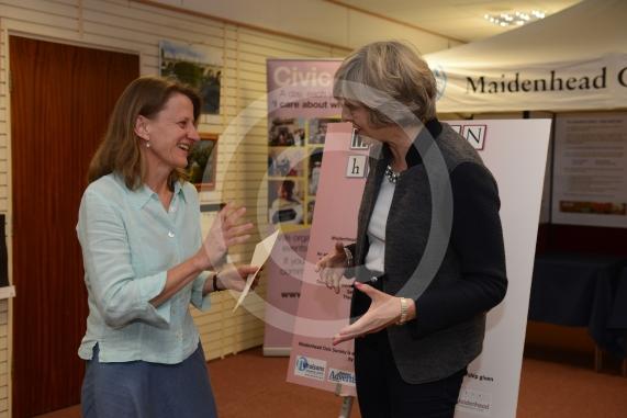 Sarah Luton 1st prize. Maidenhead and Me presentation &ndash; Prime Minister Theresa May awarding the prizes and pix of people looking at the exhibition etc. Unit 26 Nicholsons Centre,Maidenhead                         