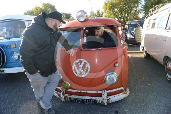 Rich Coxhill, Dave Smith. The Slough Swapmeet, an annual vintage VW fair. Montem Leisure Centre, Montem Lane, Slough
