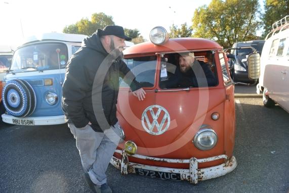 Rich Coxhill, Dave Smith. The Slough Swapmeet, an annual vintage VW fair. Montem Leisure Centre, Montem Lane, Slough