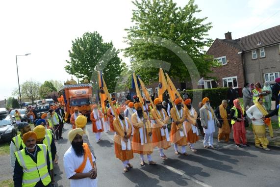 Nagar Kirtan procession in Slough starting at Singh Sabha Gurdwara and ending at Ramgarhia Gurdwara.