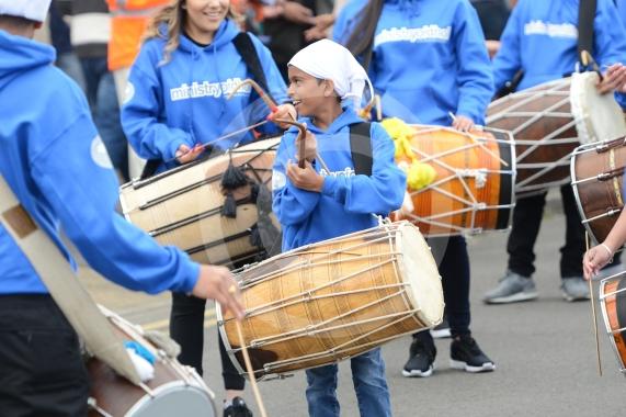 Nagar Kirtan procession in Slough starting at Singh Sabha Gurdwara and ending at Ramgarhia Gurdwara.