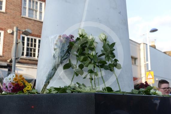 Slough High Street, Slough. A vigil in memory of the people who lost their lives in last night’s Manchester attack.