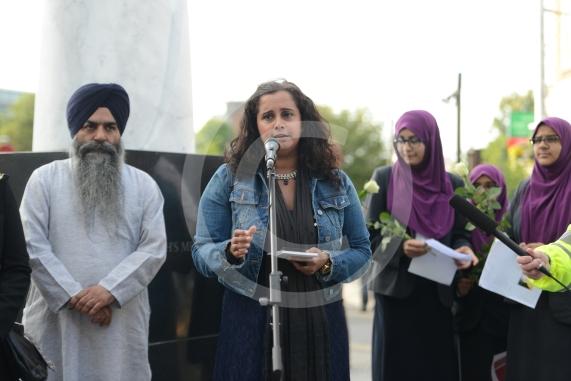 Slough High Street, Slough. A vigil in memory of the people who lost their lives in last night’s Manchester attack.