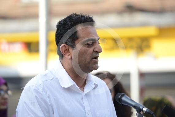 Leader of Slough Council, Councillor Sohail Munawar. Slough High Street, Slough. A vigil in memory of the people who lost their lives in last night’s Manchester attack.