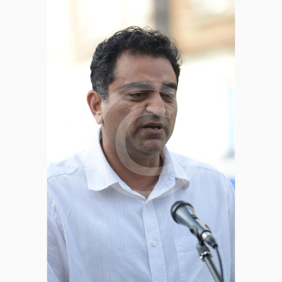 Leader of Slough Council, Councillor Sohail Munawar. Slough High Street, Slough. A vigil in memory of the people who lost their lives in last night’s Manchester attack.