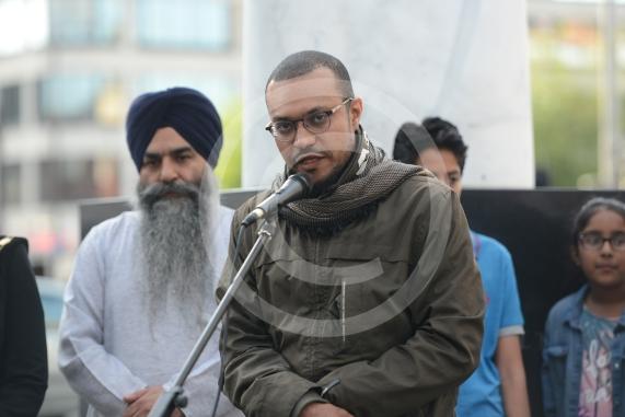 Slough High Street, Slough. A vigil in memory of the people who lost their lives in last night’s Manchester attack.