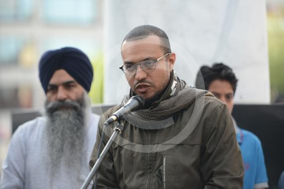 Slough High Street, Slough. A vigil in memory of the people who lost their lives in last night’s Manchester attack.