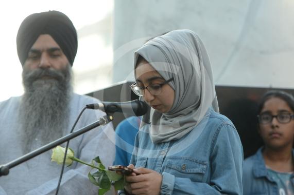 Slough High Street, Slough. A vigil in memory of the people who lost their lives in last night’s Manchester attack.