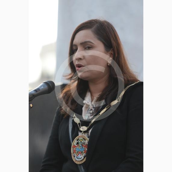 Mayor of Slough Cllr Ishrat Shah. Slough High Street, Slough. A vigil in memory of the people who lost their lives in last night’s Manchester attack.