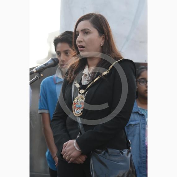 Mayor of Slough Cllr Ishrat Shah. Slough High Street, Slough. A vigil in memory of the people who lost their lives in last night’s Manchester attack.