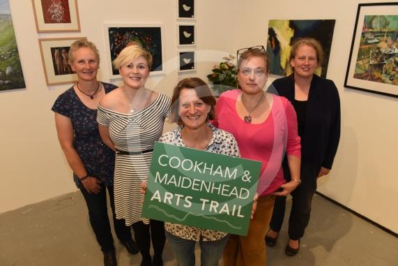 L-R Jen Sparks, Kirsty Meredith, Sarah Luton, Dana Kidson, Kirsty Brooks. Norden Farm Centre for the Arts, Altwood Road, Maidenhead. Maidenhead and Cookham Arts Trail. Some of the artists at Norden Farm (which is one of the venues) 