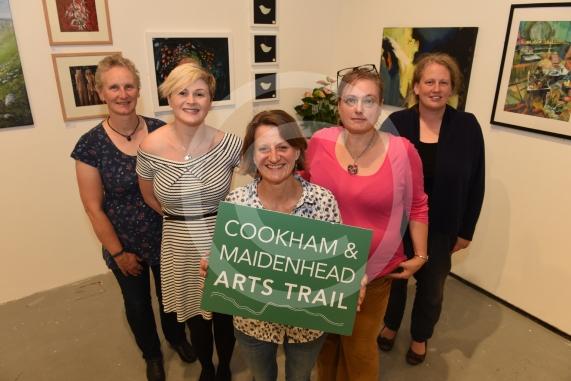 L-R Jen Sparks, Kirsty Meredith, Sarah Luton, Dana Kidson, Kirsty Brooks. Norden Farm Centre for the Arts, Altwood Road, Maidenhead. Maidenhead and Cookham Arts Trail. Some of the artists at Norden Farm (which is one of the venues) 