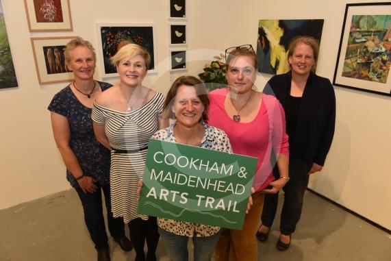 L-R Jen Sparks, Kirsty Meredith, Sarah Luton, Dana Kidson, Kirsty Brooks. Norden Farm Centre for the Arts, Altwood Road, Maidenhead. Maidenhead and Cookham Arts Trail. Some of the artists at Norden Farm (which is one of the venues) 
