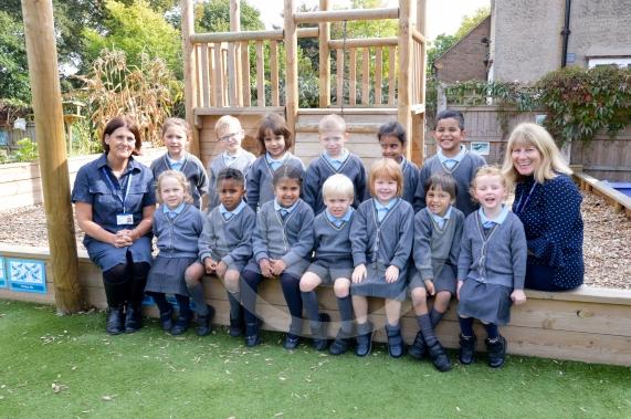 First Class: St. Piran's School.Mrs. Jenkins (Teacher) and Mrs.Plummer (Teaching Assistant) with the RJ Class.