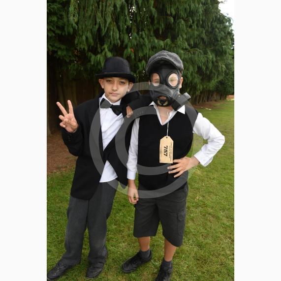 Children in year one are having a dressing up day -WW2 - Evacuees, Churchill, Pilots. Holyport Primary School, Stroud Farm Rd, Holyport