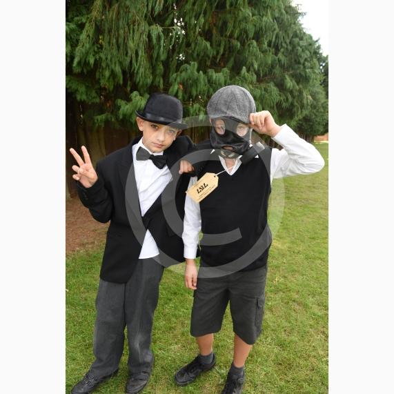 Children in year one are having a dressing up day -WW2 - Evacuees, Churchill, Pilots. Holyport Primary School, Stroud Farm Rd, Holyport