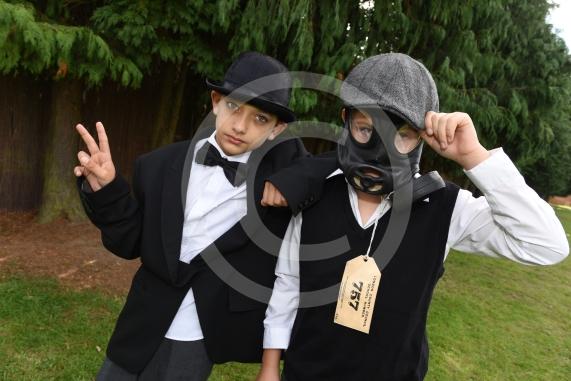 Children in year one are having a dressing up day -WW2 - Evacuees, Churchill, Pilots. Holyport Primary School, Stroud Farm Rd, Holyport