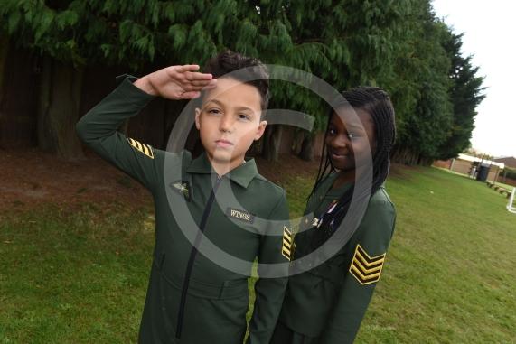 Children in year one are having a dressing up day -WW2 - Evacuees, Churchill, Pilots. Holyport Primary School, Stroud Farm Rd, Holyport