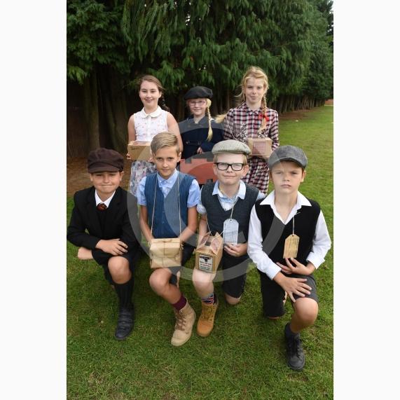 Children in year one are having a dressing up day -WW2 - Evacuees, Churchill, Pilots. Holyport Primary School, Stroud Farm Rd, Holyport