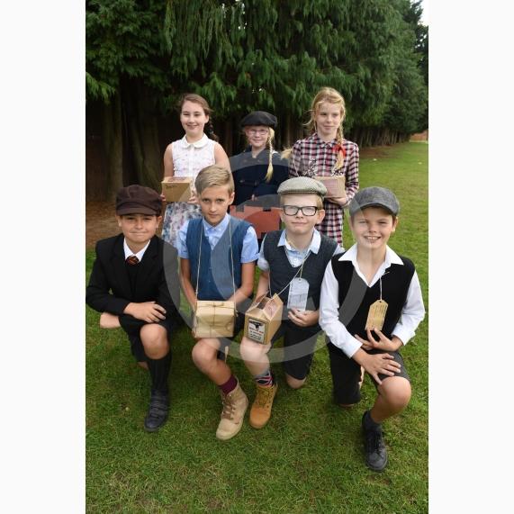 Children in year one are having a dressing up day -WW2 - Evacuees, Churchill, Pilots. Holyport Primary School, Stroud Farm Rd, Holyport