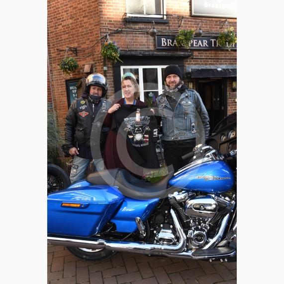 The Vine pub, Market Street, Maidenhead. Christmas lunch for the elderly at the Vine pub and there’s going to be some guys turning up with Harley Davidsons (Reading Harley Davidson).Richard Norris, Carol-Ann McArdle, Jason Compagno. 