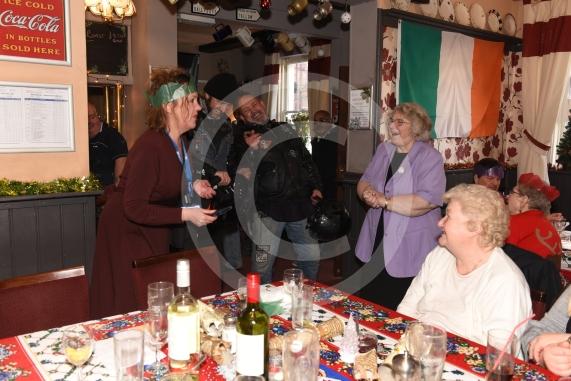 The Vine pub, Market Street, Maidenhead. Christmas lunch for the elderly at the Vine pub and there’s going to be some guys turning up with Harley Davidsons (Reading Harley Davidson).