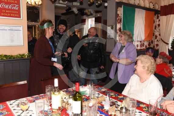 The Vine pub, Market Street, Maidenhead. Christmas lunch for the elderly at the Vine pub and there’s going to be some guys turning up with Harley Davidsons (Reading Harley Davidson).