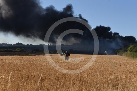 Marlow Road, Little Marlow.From the entrance to Wyevale Garden Centre, Pump Lane South, Little MarlowScene of a fire