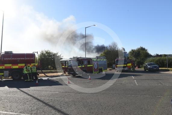 Marlow Road, Little Marlow.From the entrance to Wyevale Garden Centre, Pump Lane South, Little MarlowScene of a fire