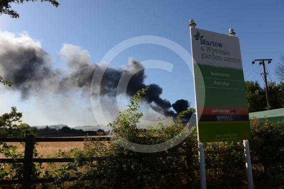 Marlow Road, Little Marlow.From the entrance to Wyevale Garden Centre, Pump Lane South, Little MarlowScene of a fire