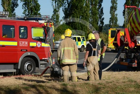 Marlow Road, Little Marlow.From the entrance to Wyevale Garden Centre, Pump Lane South, Little MarlowScene of a fire