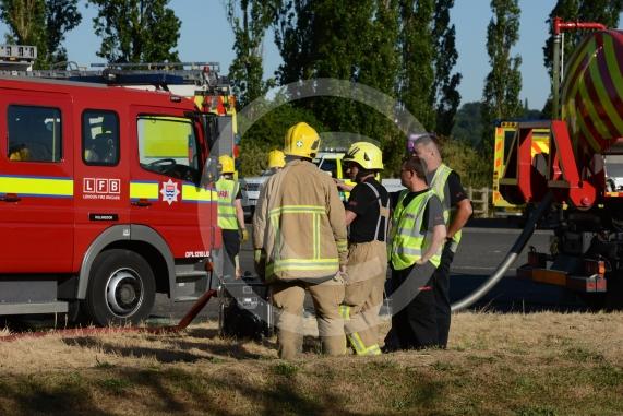 Marlow Road, Little Marlow.From the entrance to Wyevale Garden Centre, Pump Lane South, Little MarlowScene of a fire