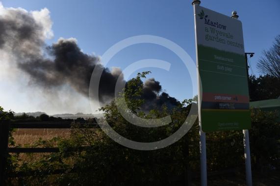 Marlow Road, Little Marlow.From the entrance to Wyevale Garden Centre, Pump Lane South, Little MarlowScene of a fire