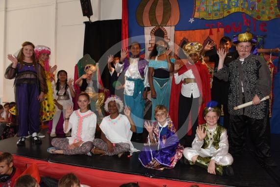 Cippenham Primary School, Elmshott Lane, Cippenham, Slough. Cippenham Primary School is holding a dress rehearsal for its year six end of year production - Aladdin Trouble 