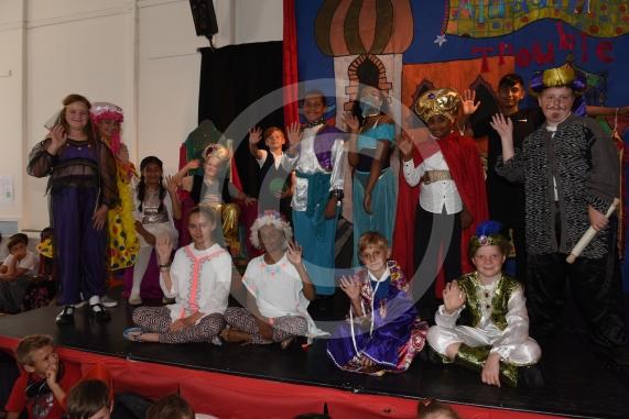 Cippenham Primary School, Elmshott Lane, Cippenham, Slough. Cippenham Primary School is holding a dress rehearsal for its year six end of year production - Aladdin Trouble 