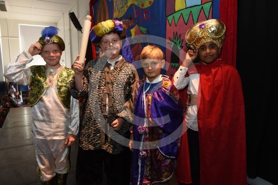 Cippenham Primary School, Elmshott Lane, Cippenham, Slough. Cippenham Primary School is holding a dress rehearsal for its year six end of year production - Aladdin Trouble . Kayden Goody 11, Reece Mayes 11, Rron Llugiqi 10, Jamail Alikhan 10