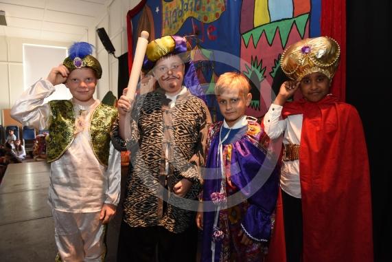 Cippenham Primary School, Elmshott Lane, Cippenham, Slough. Cippenham Primary School is holding a dress rehearsal for its year six end of year production - Aladdin Trouble . Kayden Goody 11, Reece Mayes 11, Rron Llugiqi 10, Jamail Alikhan 10